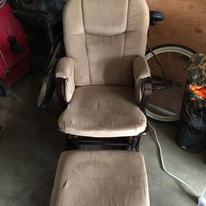 Rocking chair, ottoman and changing table/dresser